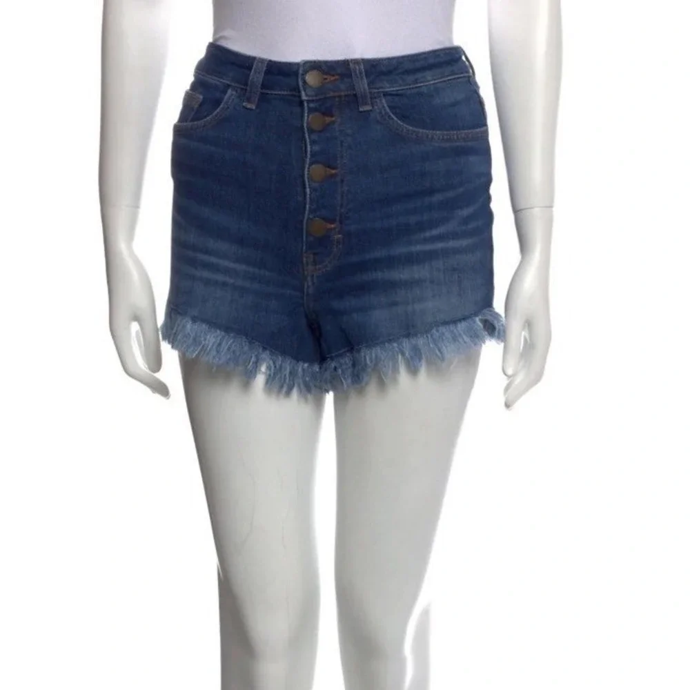 Maje‎ Irina Fray High Rise Denim Cutoff Festival Shorts Offduty Blue FR 34 US XS